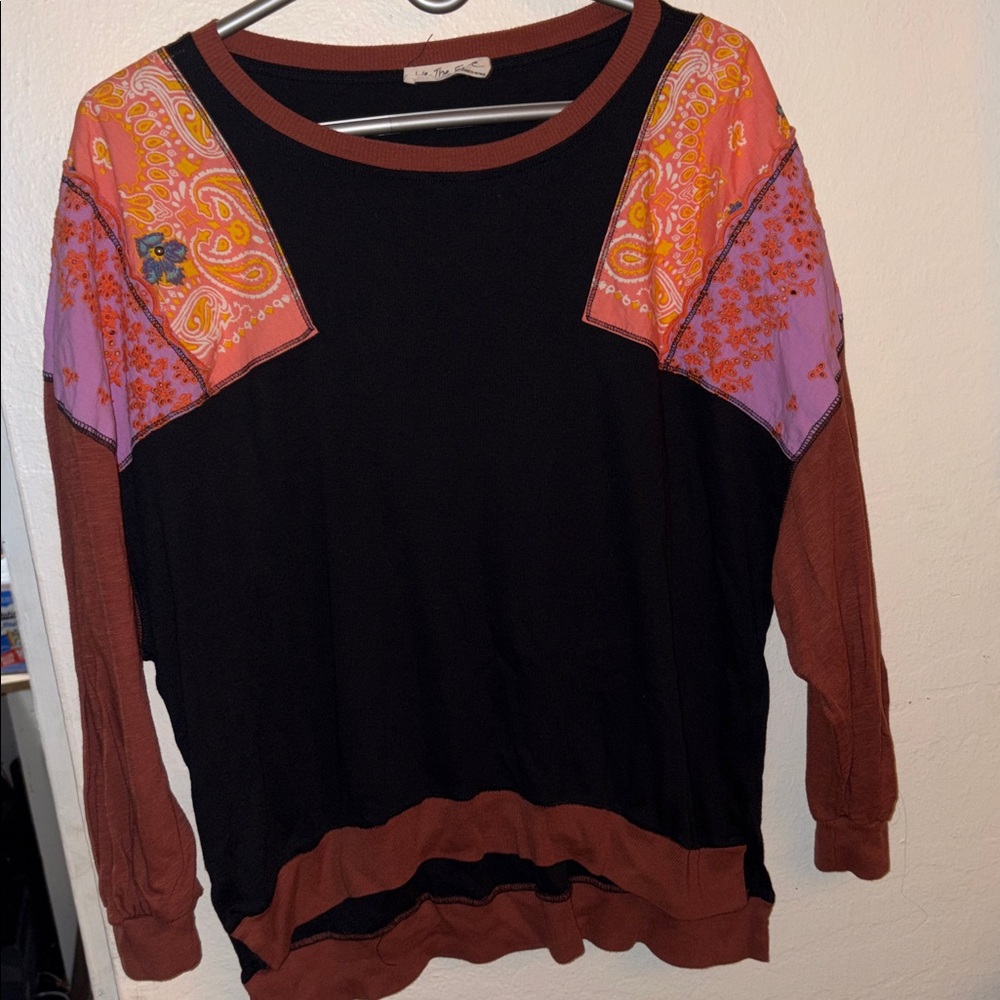 We the Free Feelin It Long Sleeve Bandana Patch Long Sleeve M Free People
